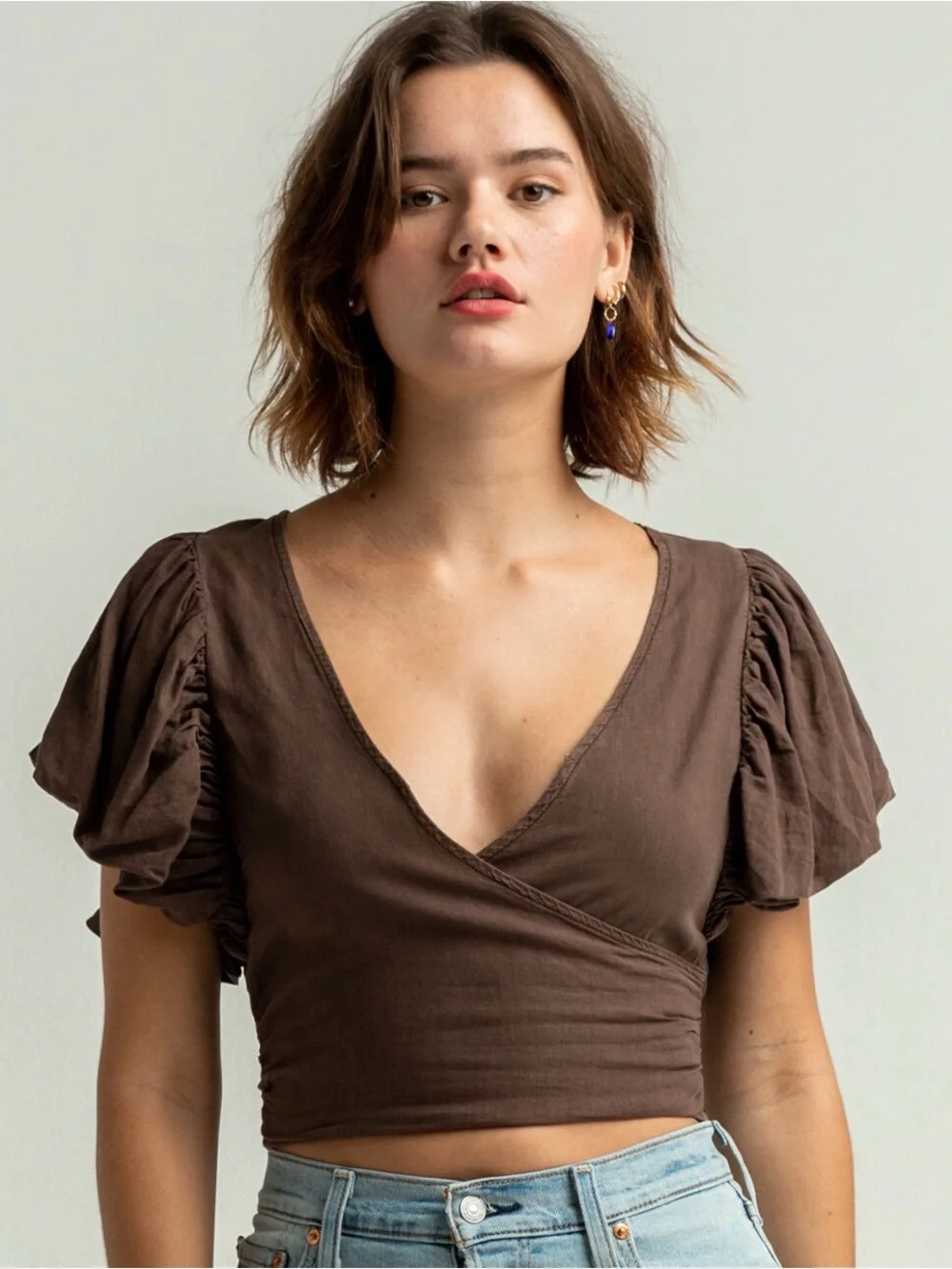 Free People Can’t Get Enough Wrap Tee- Size L